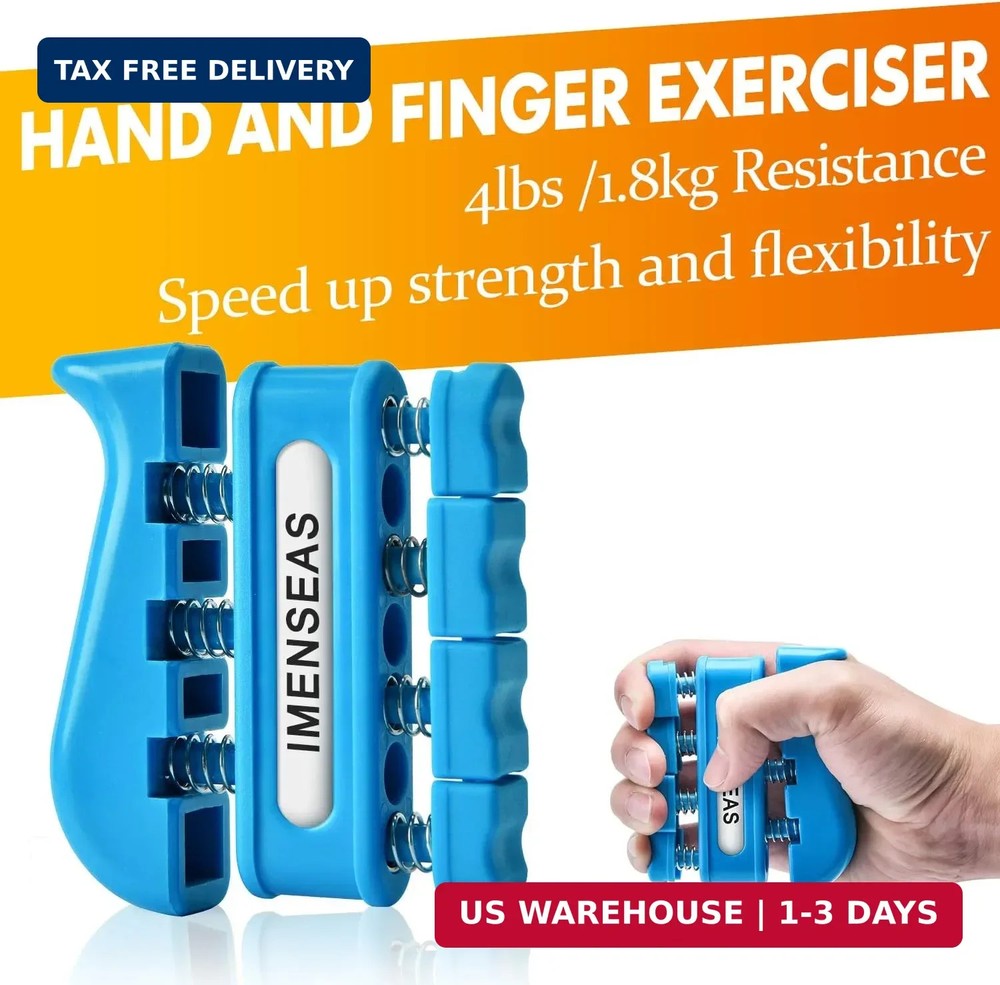 Grip Strength Trainer 7 Pack Adjustable, Finger Stretcher Resistance Extensor Ba