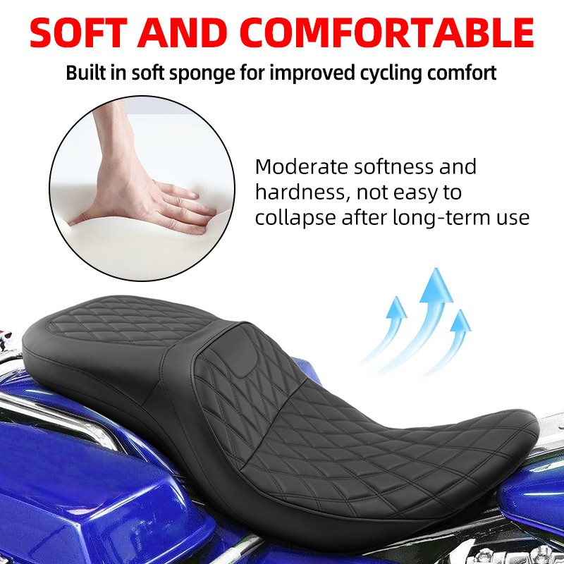 Driver Passenger Seat Low-Pro For Harley Touring Electra Glide Classic 1997-2007