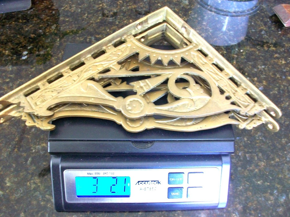 1 Pair of Vintage Solid Brass Shelf Brackets