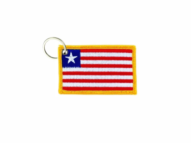 Keychain keyring embroidered embroidery patch double sided flag liberia