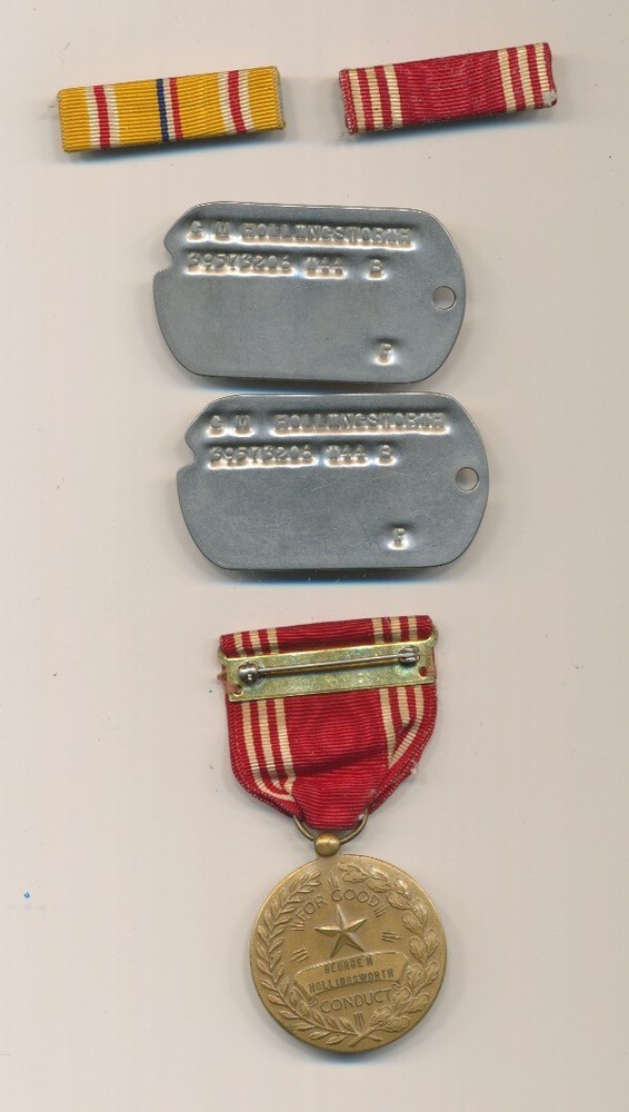WWII US Dogs Tags and Engraved Medal