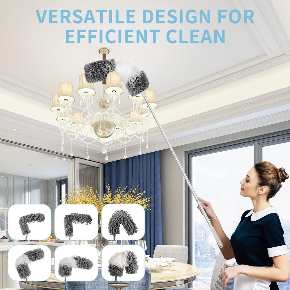 Microfiber Feather Duster with Extension Pole - Reusable & Washable - 12PCS Set