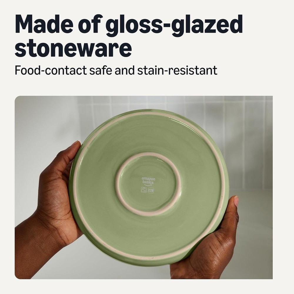 Glazed Stoneware Dinnerware 12 Piece Set 4 Full Place Settings Olive