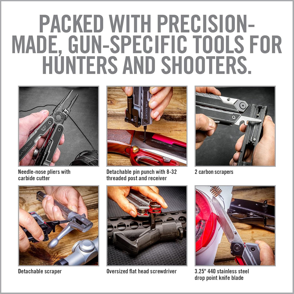 Gun Tool Max, 37-In-1 Multitool for Gunsmithing, Includes Pliers, Wire Cutters,