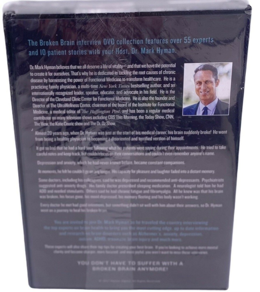 Broken Brain 8 Part Docu Series Dr. Mark Hyman Sealed DVDs Transcripts Workbook