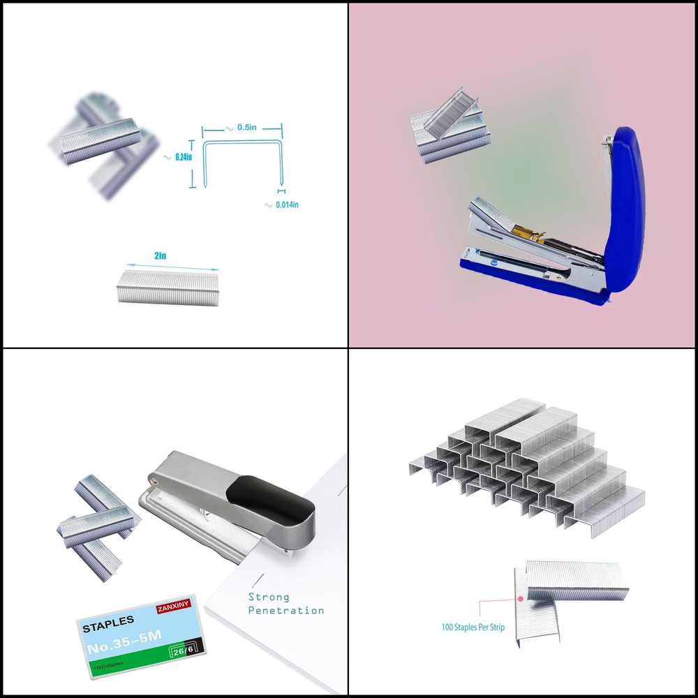 Standard Staples Desktop Staples 1/4 (26/6) Galvanised Staples 4 Boxes (4000Pcs)