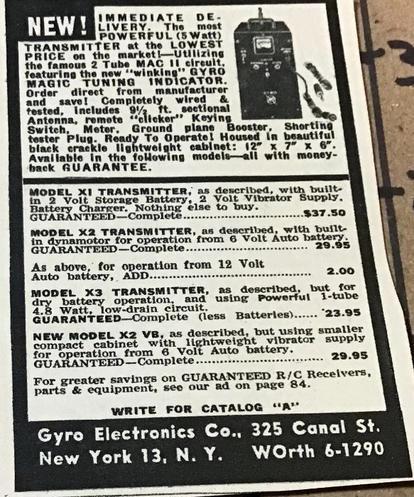 Gyro Mac II Vintage Tube RC Aircraft Transmitter VT-185 Tubes 1950s R/C Radio