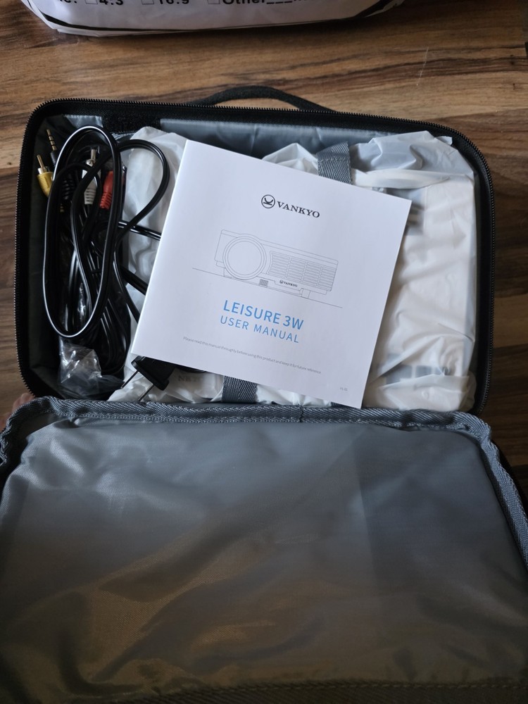 VANKYO Leisure 3W Projector Bundle w/ 120” Screen, Case & Cables”