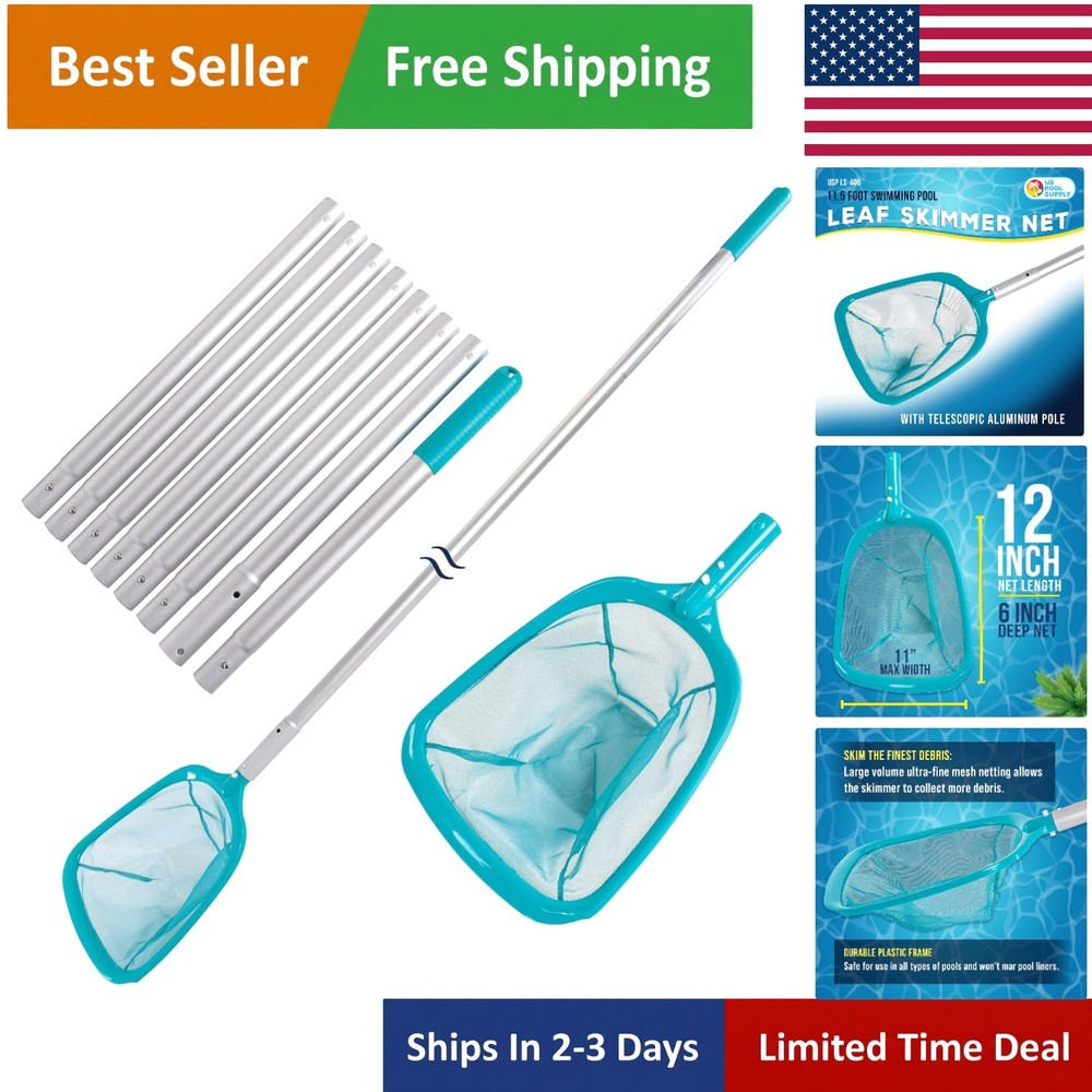 11.5ft Pool Leaf Skimmer Net with Telescopic Pole - Effortless Cleaning Solution
