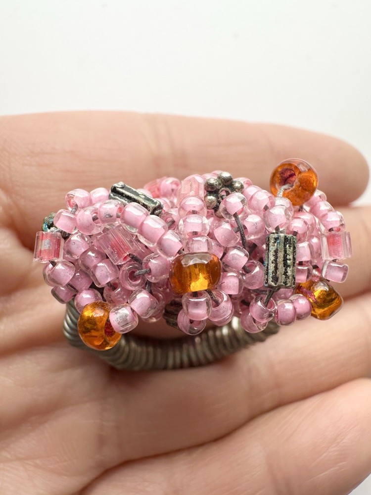 Artisan Handmade Beaded Wire Cocktail Ring Size 5
