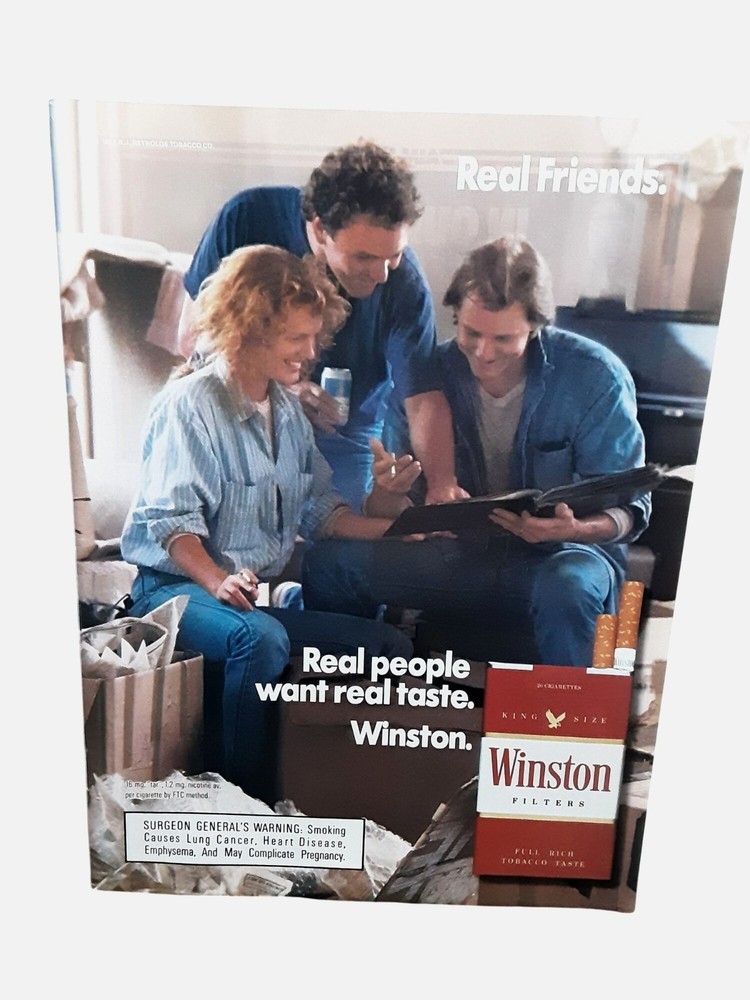 1987 Winston Cigarettes Real People Real Taste Vintage Print Ad
