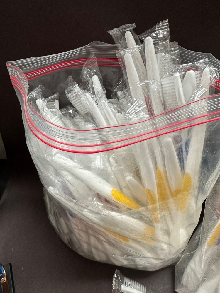 Bulk Disposable Toothbrushes With Assorted Color Grips Individually Wrapped