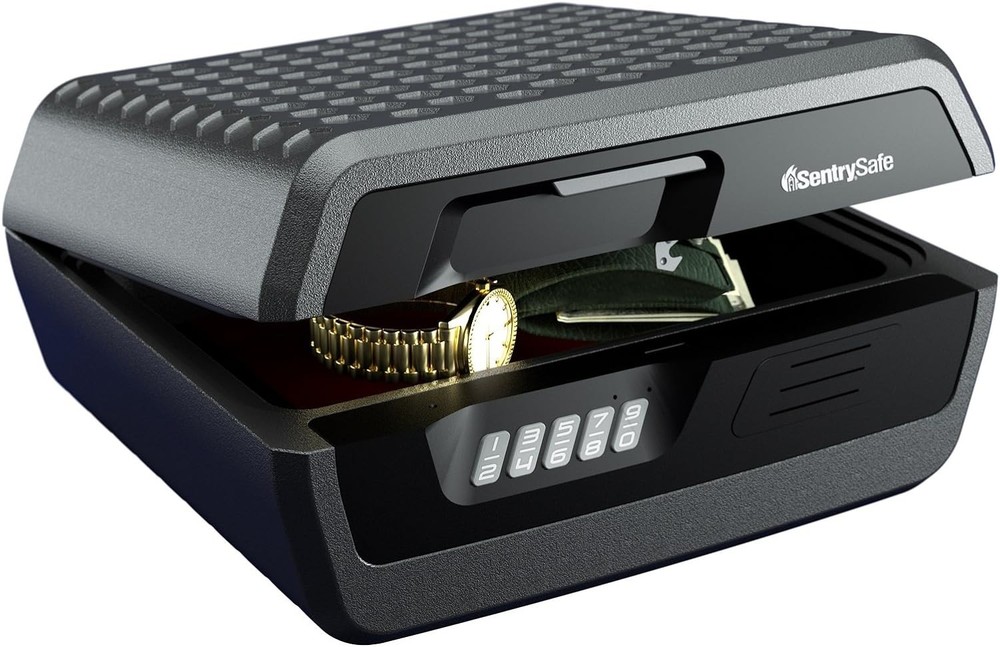 Fireproof and Waterproof Lock Box with Digital Keypad Lock, Shelf Safe for Do...