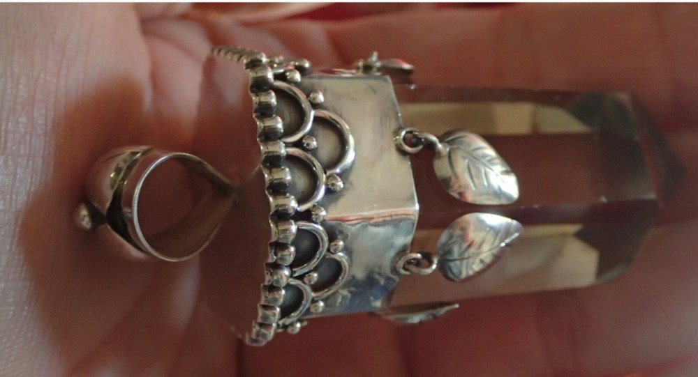 Nice Clear Crystal Point Pendant in Sterling Silver