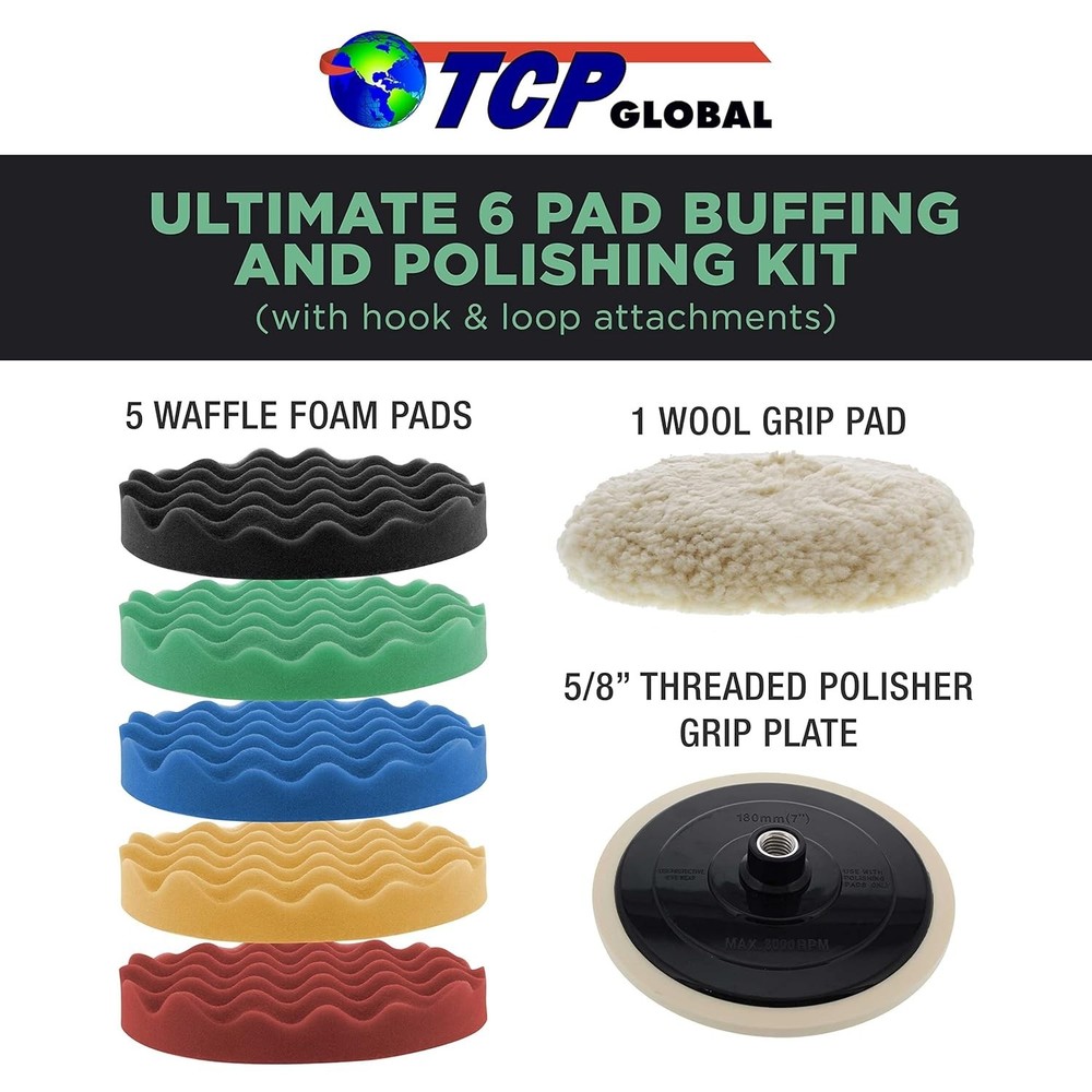 Professional 6 Pad Buffing Kit for Car Detailing