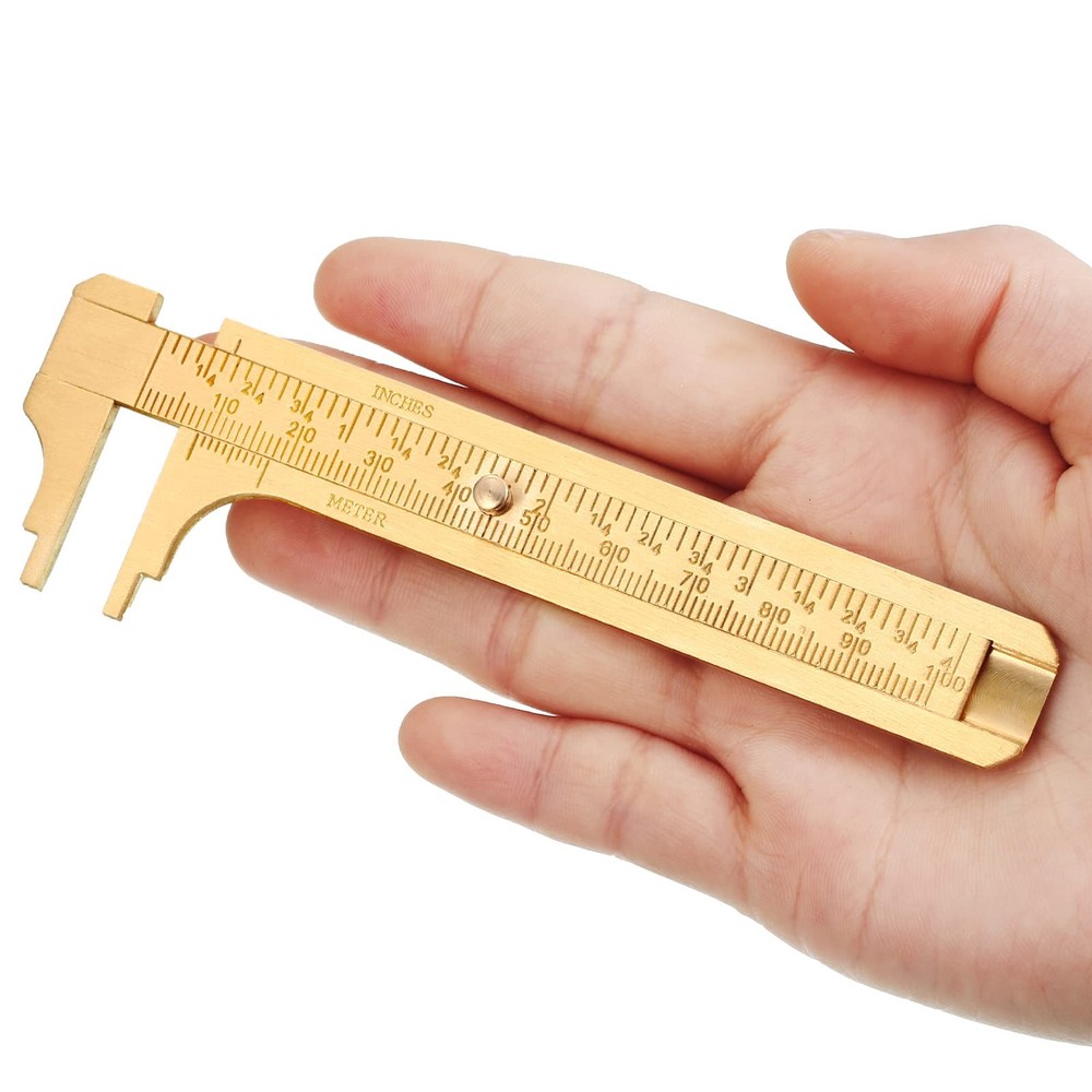 Brass Vernier Caliper Pocket Handy Caliper Measuring Mini Tool Double Scale