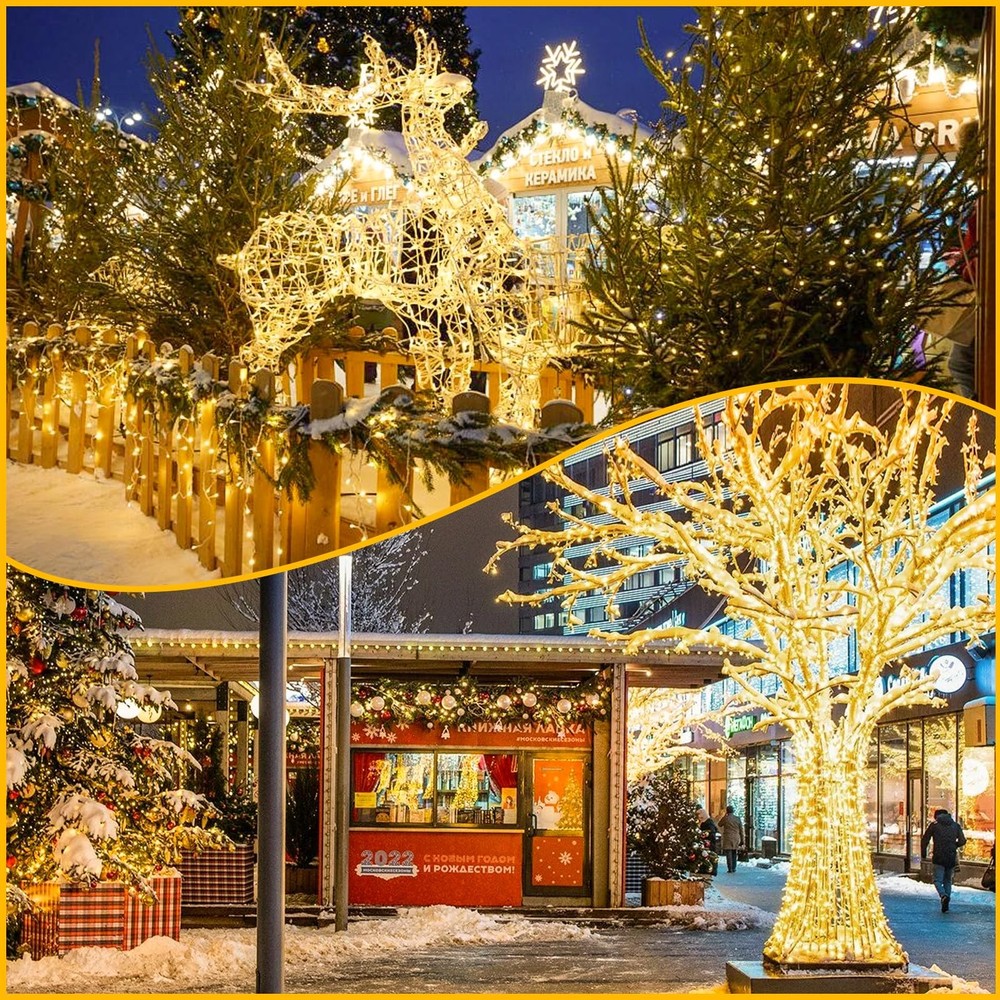 240LED 88Ft Connectable String Lights Indoor Outdoor Clear Wire | Warm White ...