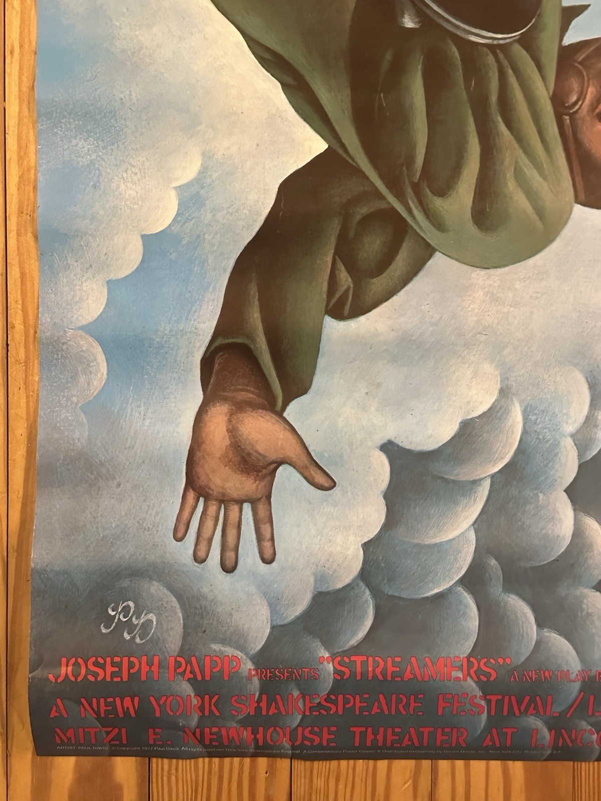 RARE Original Large 45” Paul Davis Streamers Poster Joe Papp Shakespeare Theatre