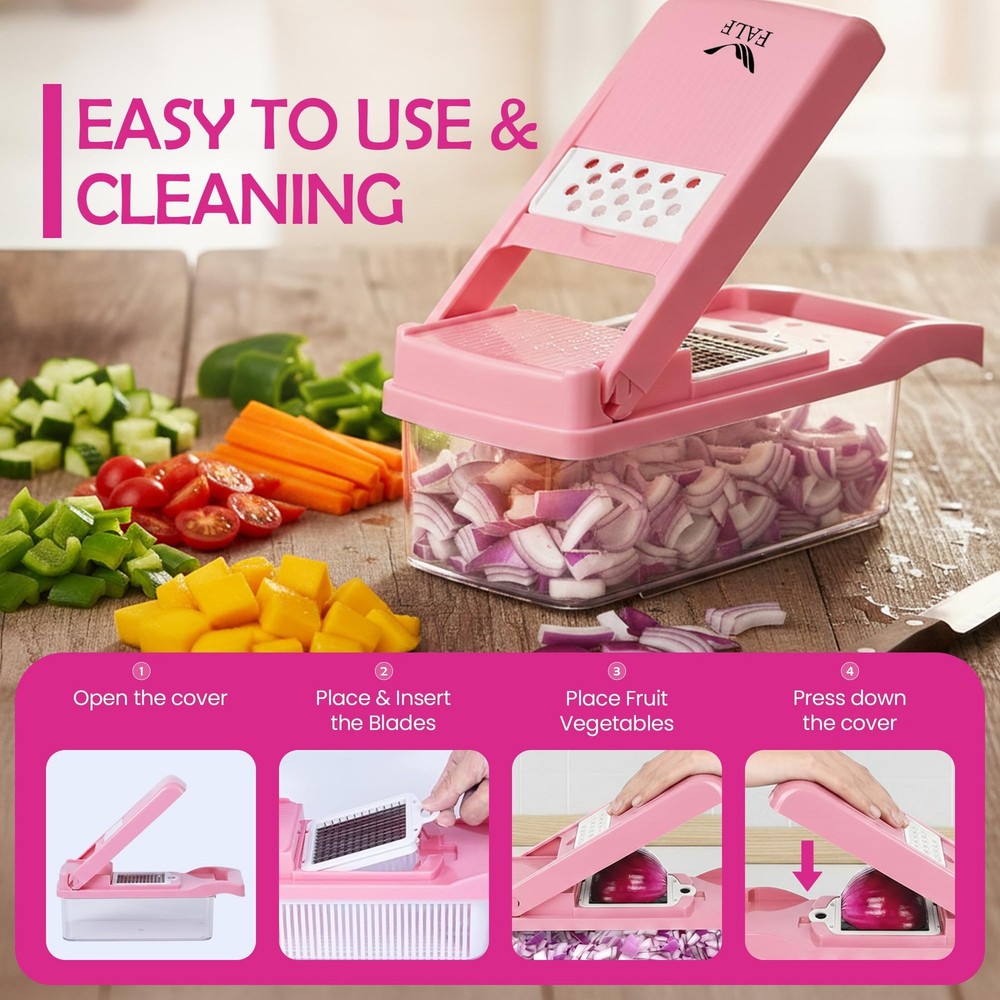 16-in-1 Vegetable Chopper & Mandoline Slicer with Container, Multifunctional ...