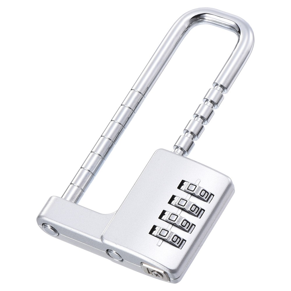 Cabinet Password Padlock Adjustable Long Shackle Lock 4-Digit Combination Silver