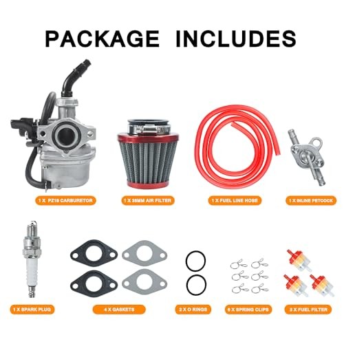 PZ19 Carburetor Carb Air Filter Fuel Line Kit for 50cc 70cc 90cc 110cc RED