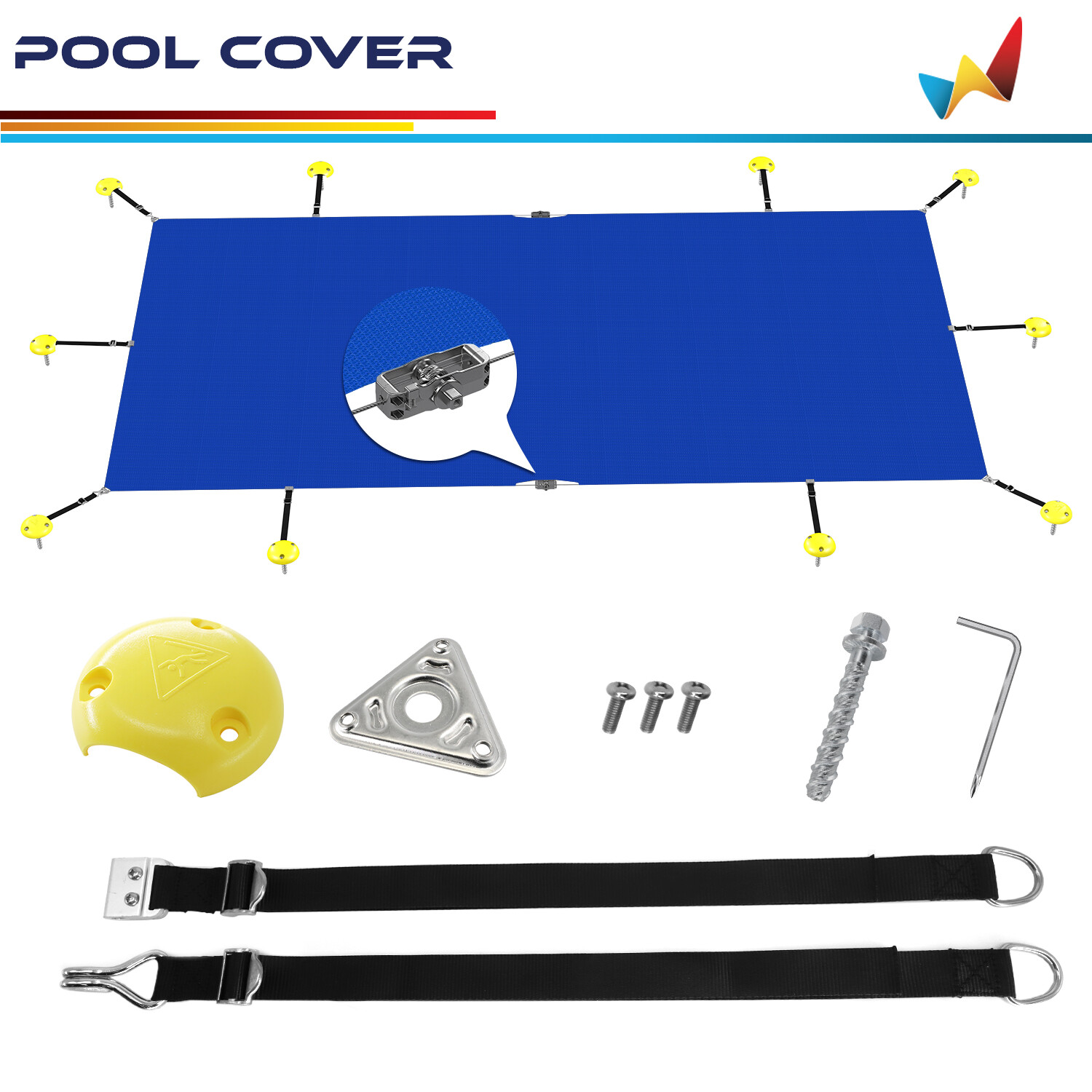 Winter Pool Cover Rectangle Heavy Duty Safety Inground Swimming Pool Cover Blue