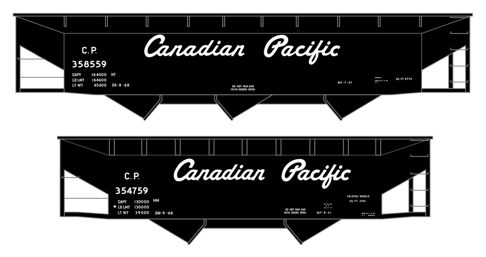 K4 O Scale Decals Canadian Pacific Offset Hopper White Script