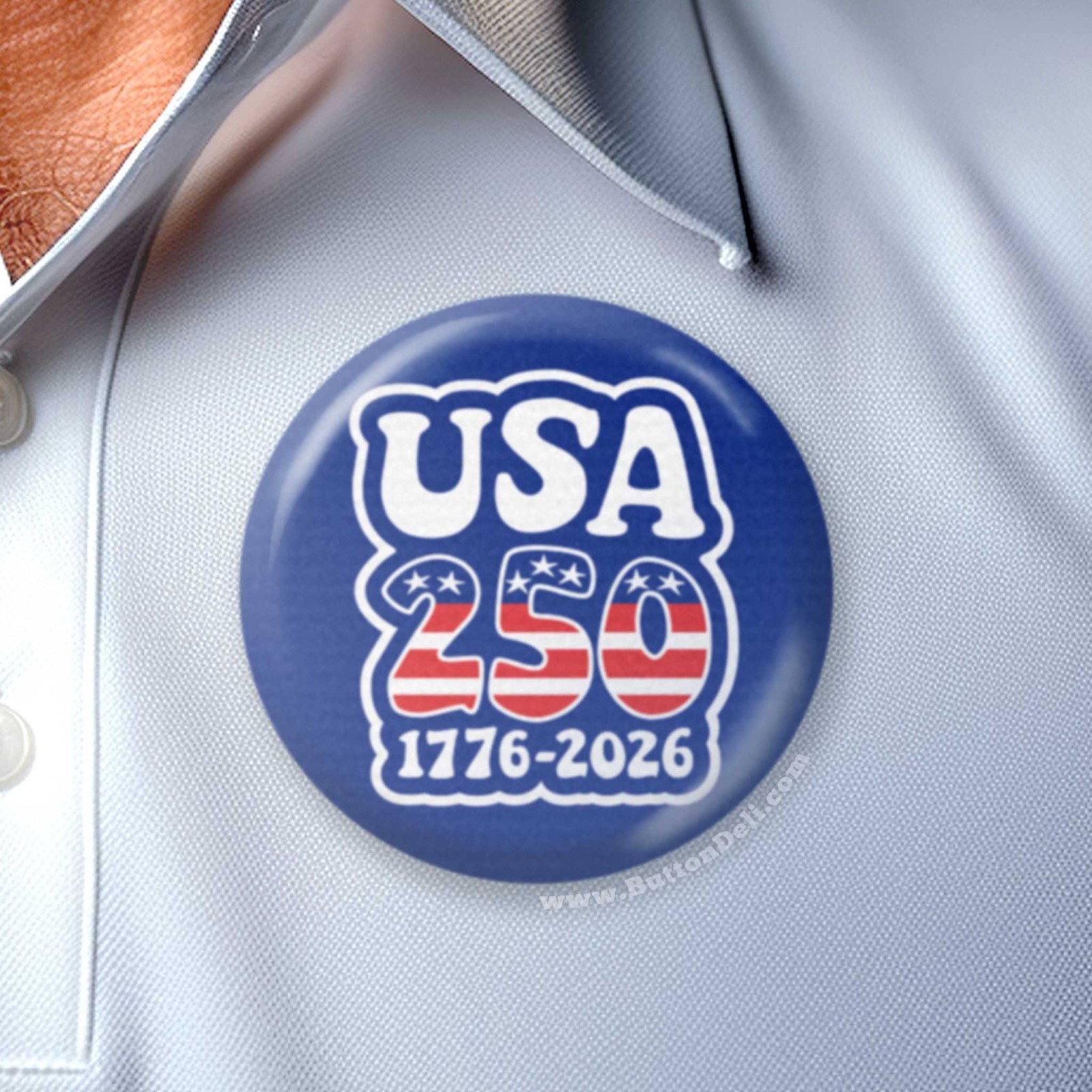 USA 250 - 25-pack Buttons - Revolution Assorted Designs 1776-2026 250th