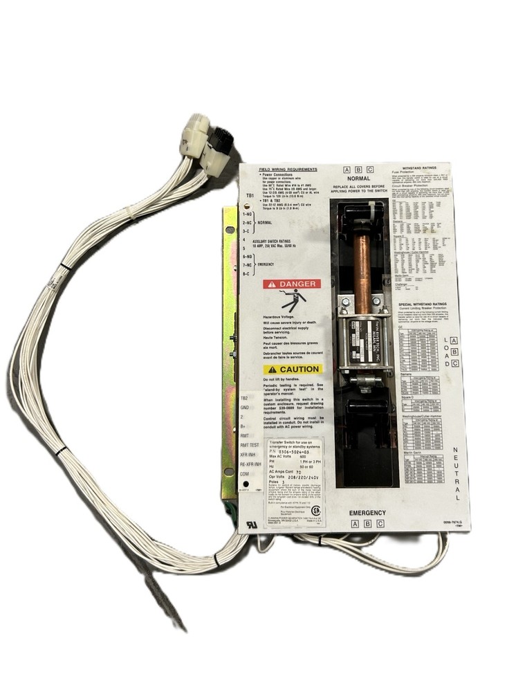 Cummins 0306-5024-03 Power Command Transfer Switch 3-Pole 600VAC