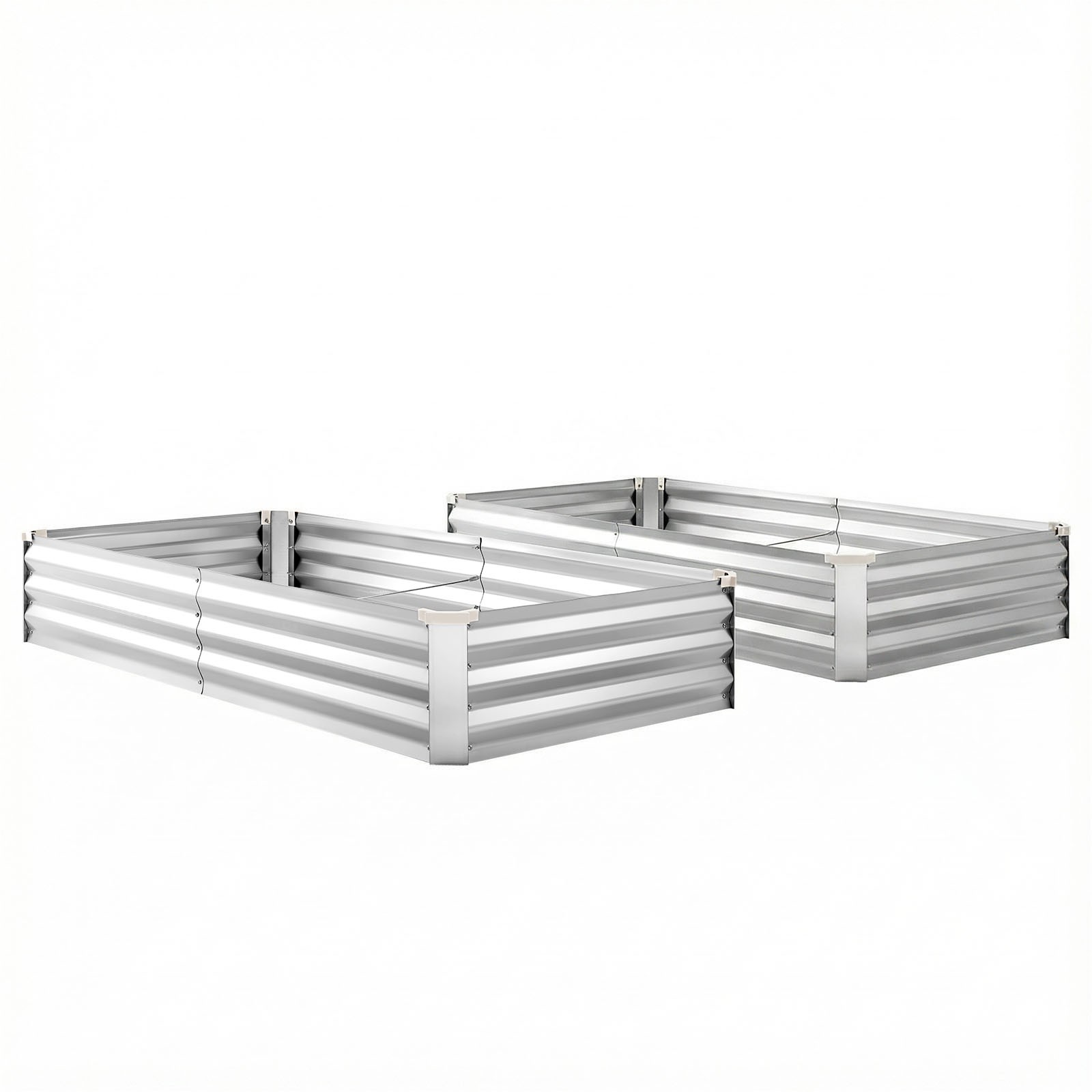 VEVOR 2 Pcs Galvanized Raised Garden Beds 6x3x1ft Rectangular Planter Box Silver