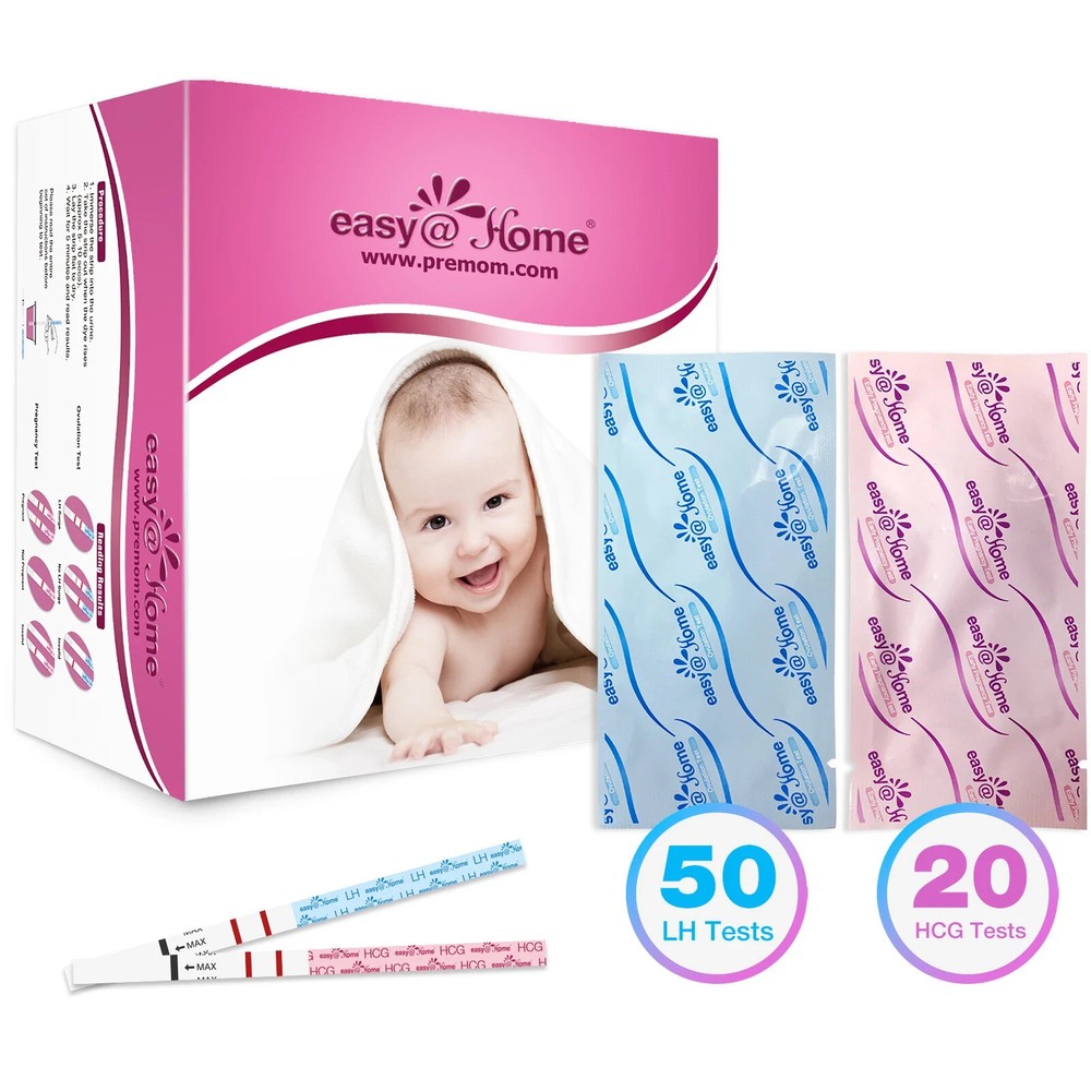 Easy@Home 50 Ovulation Test Strips and 20 Pregnancy Test Strips Combo Kit