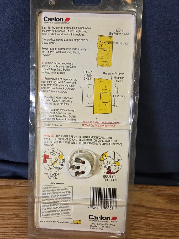 Carlon Wall Light Switch Large A Fun & Practical Oversized Switch White