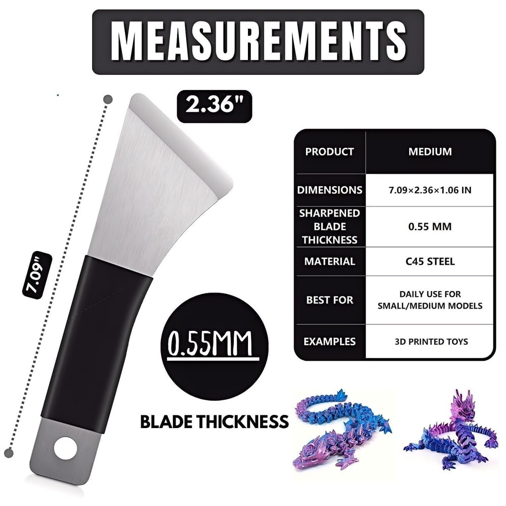 High-Quality 3D Printer Tool Removal Scraper Kit, 3 Types of Sharpened...