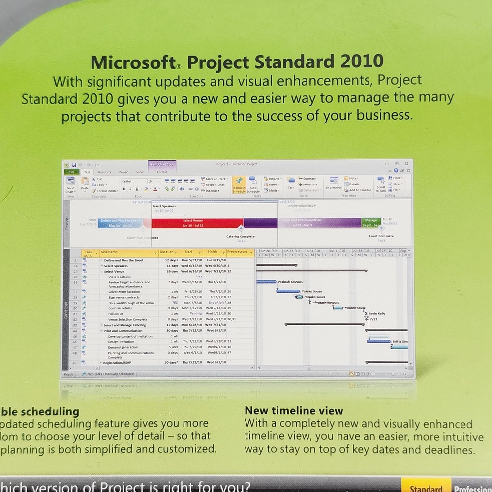 Microsoft Project Standard 2010 DVD Work Management Tool Windows Vista XP Sealed