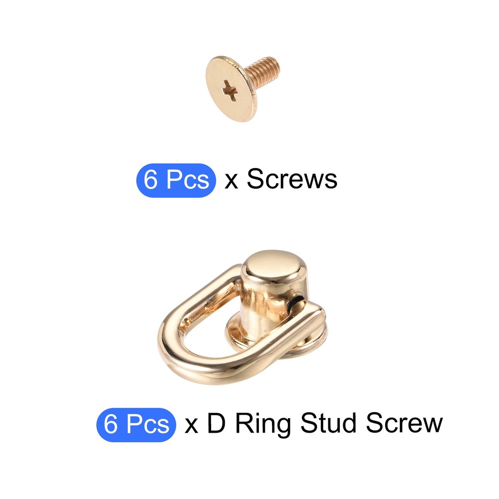 D Ring Stud Screw Ball Post Head(12mm/0.47")6Pcs, Gold