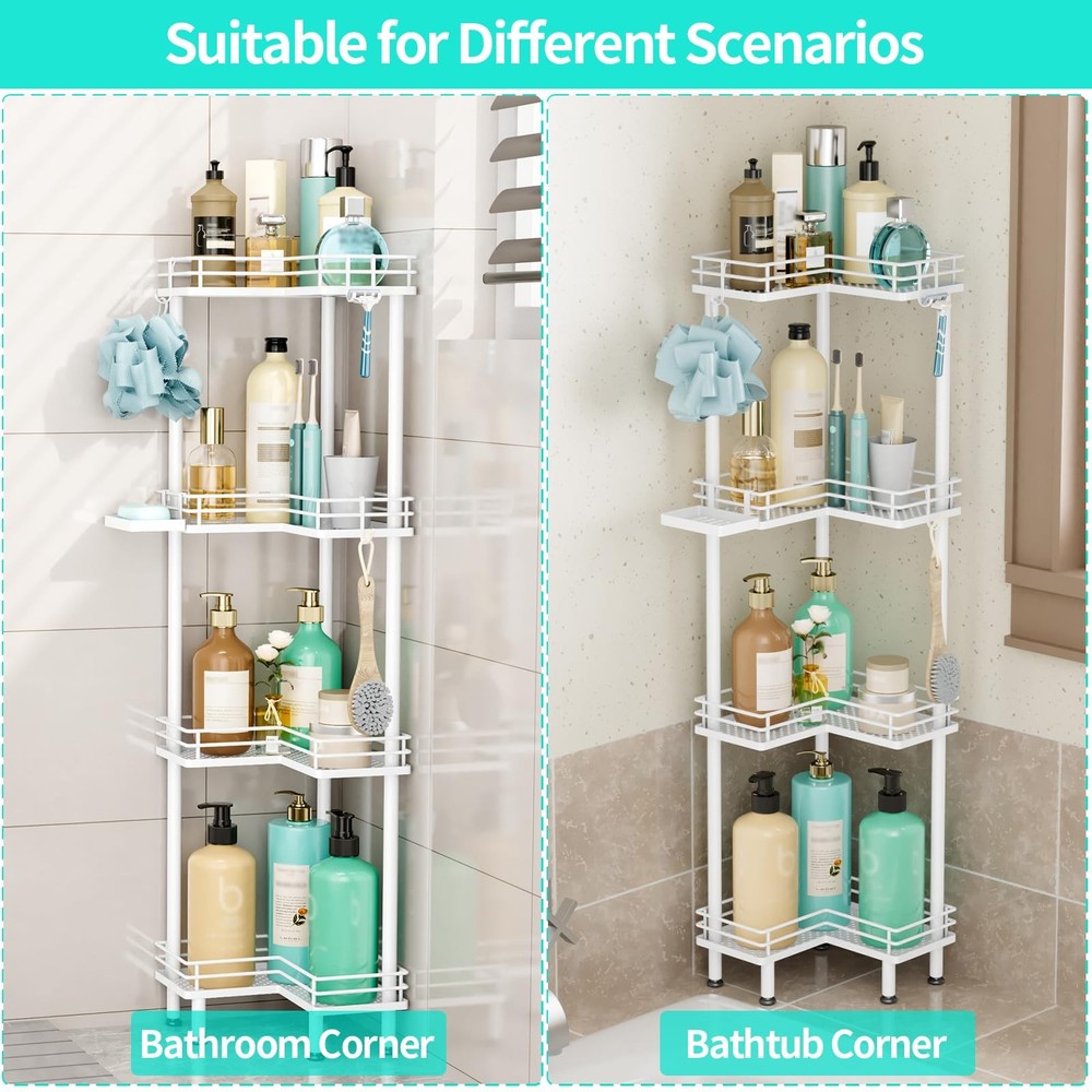 HapiRm Corner Shower Caddy Organizer 4-Tier Bathroom Shelf Rustproof