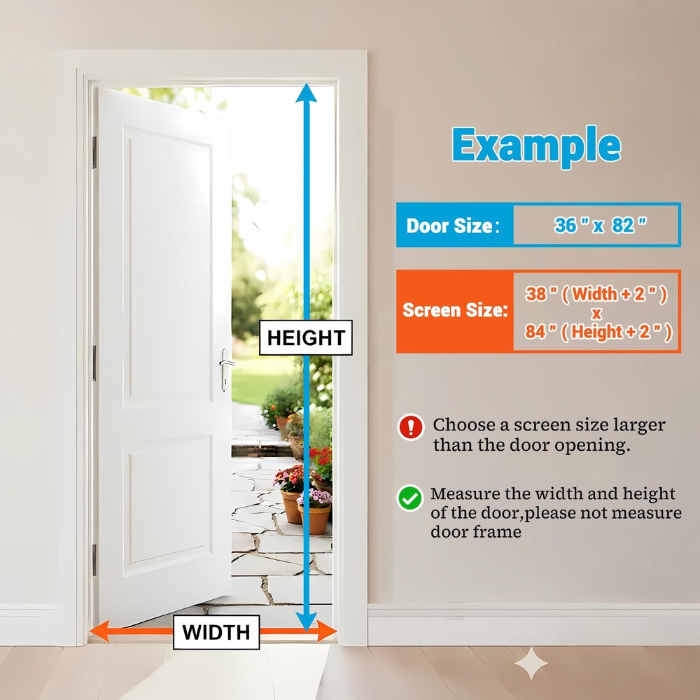 Magnetic Screen Door Left Right Side Opening Polyethylene Terephthalate Mesh ...