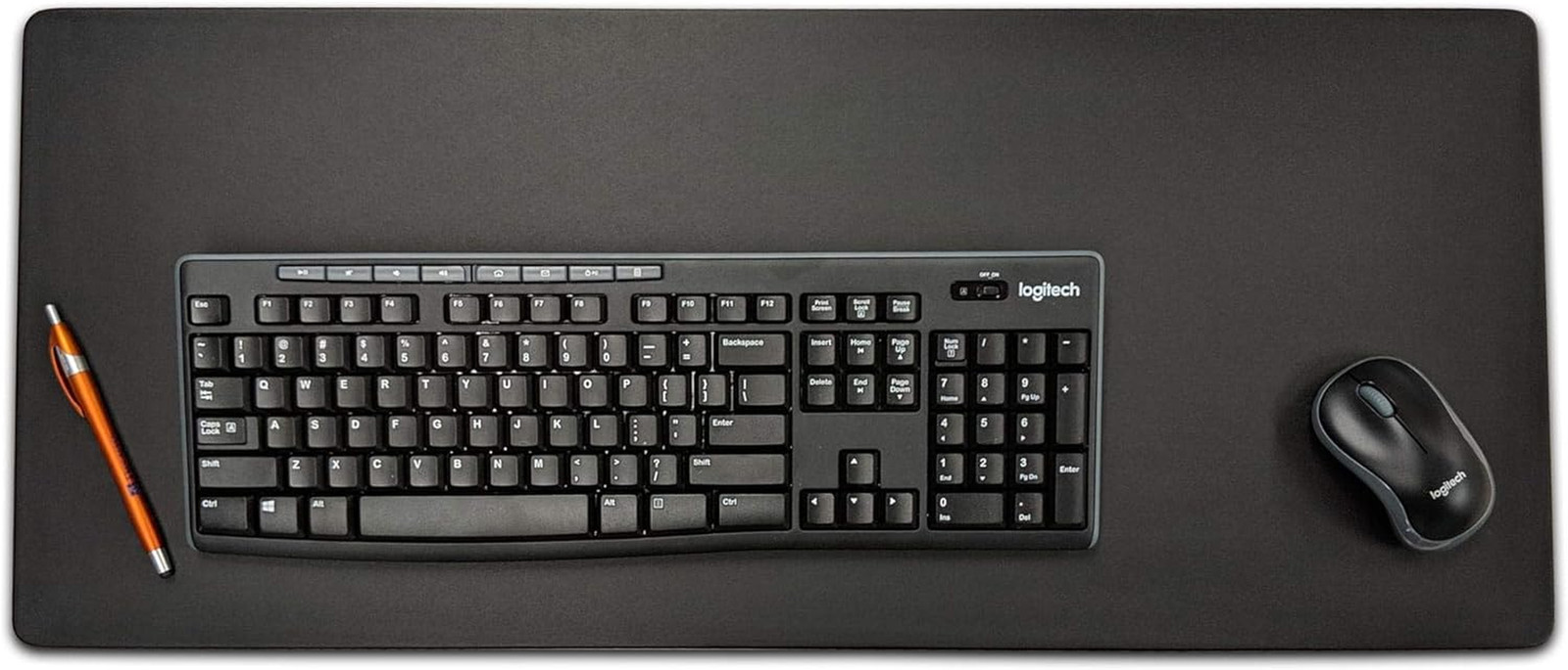 Black Leatherette 30" X 12.5" Keyboard/Mouse Desk Mat