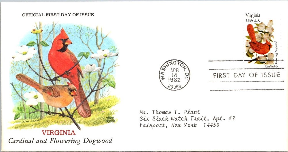 FDC 1982 SC #1998 Chuck Ripper Cachet - DC Cancel - Single - J29694