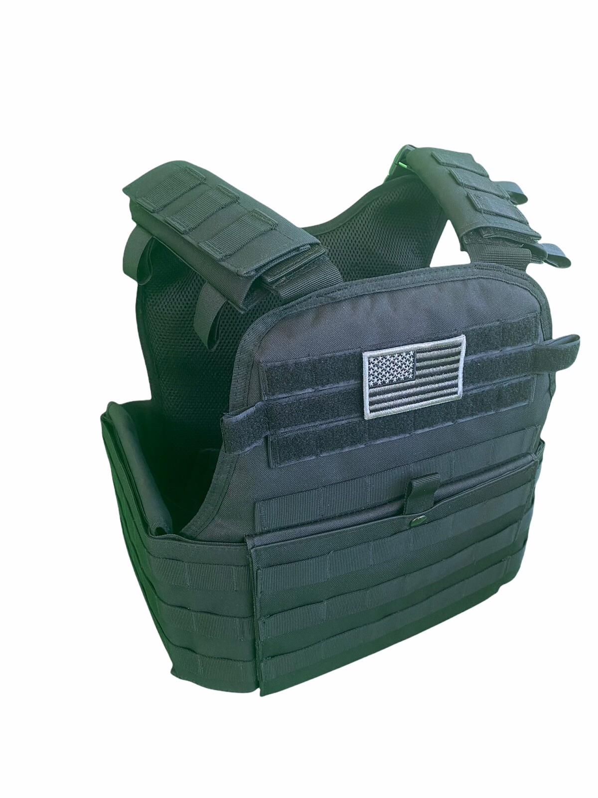 *NEW: Black Tactical Vest Plate carrier w/ 2 Curved 10x12 Plates