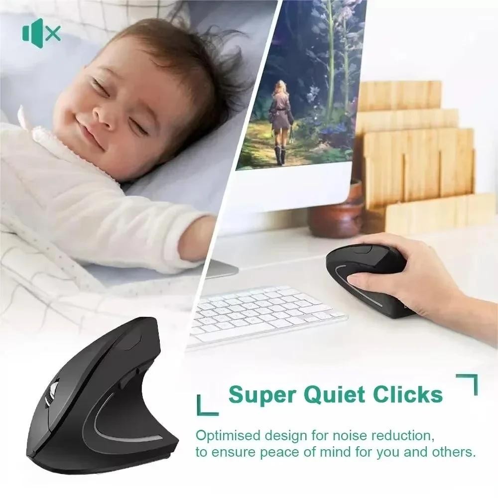 ERGONOMIC WIRELESS 2.4G 3DPI ADJUSTABLE 6 BUTTON UPRIGHT MOUSE PC LAPTOP