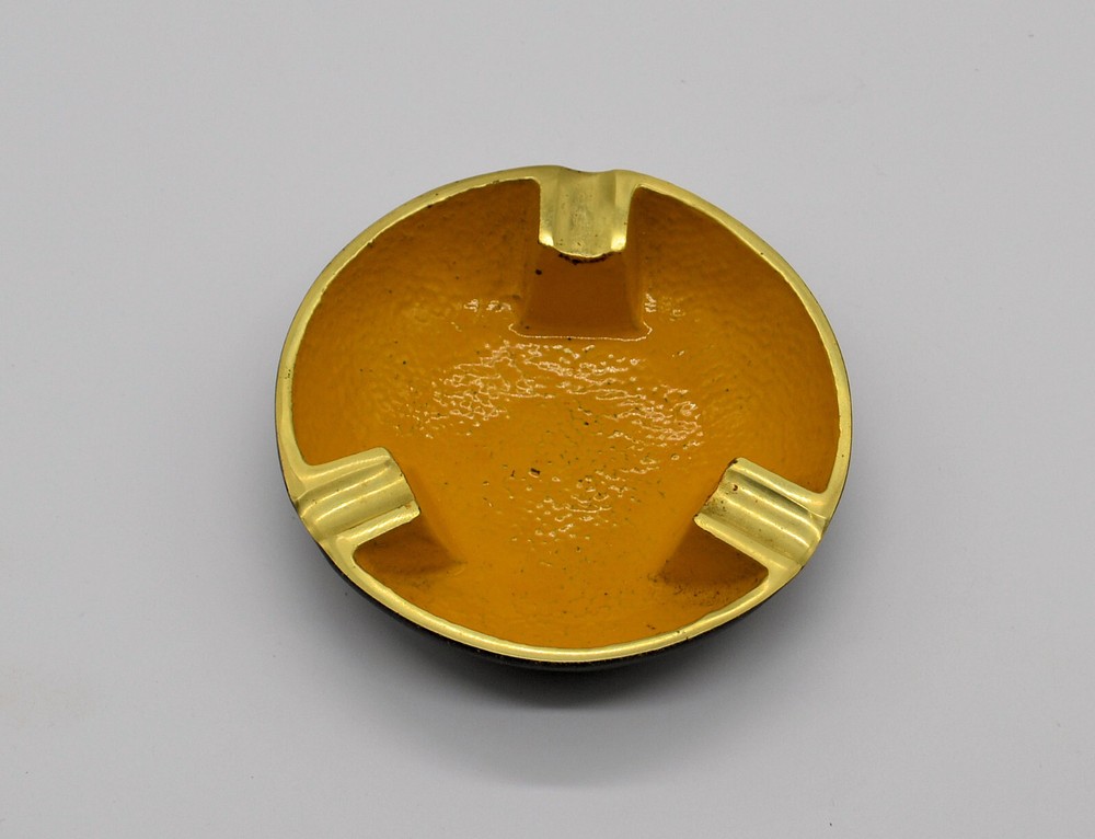 Solid Brass Yellow Ashtray Made in Israel 4-½” Across D-4