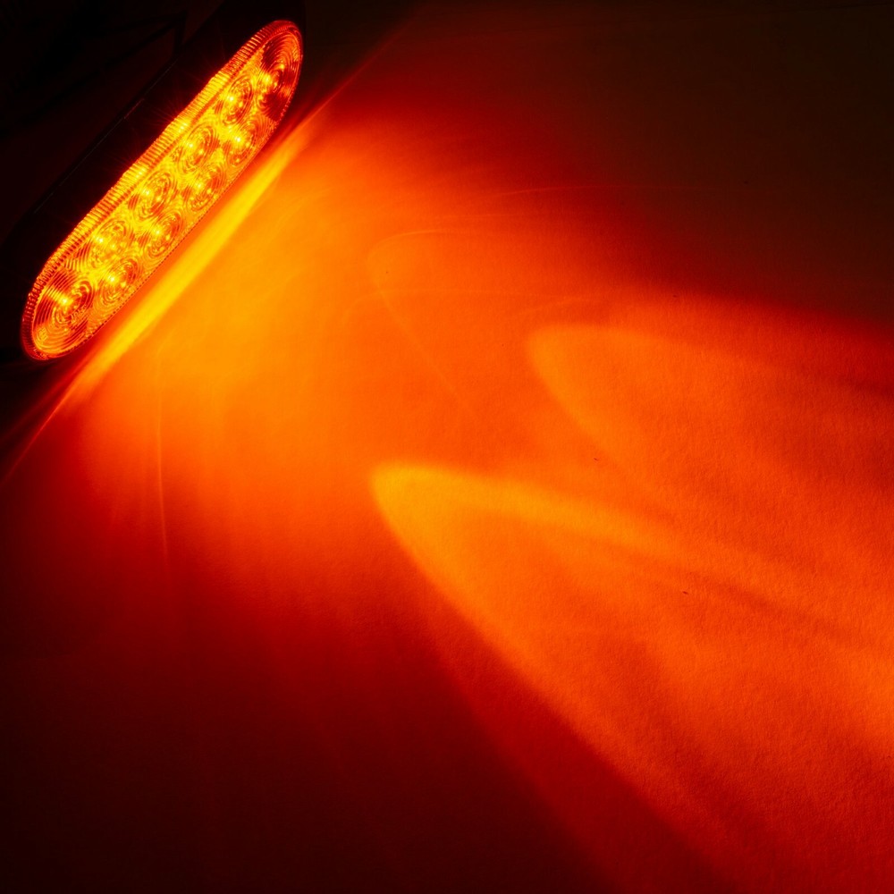 6" Clear Amber Led Oval Surface Mount Stop Tail Turn Chrome DOT Semi 2-Pack