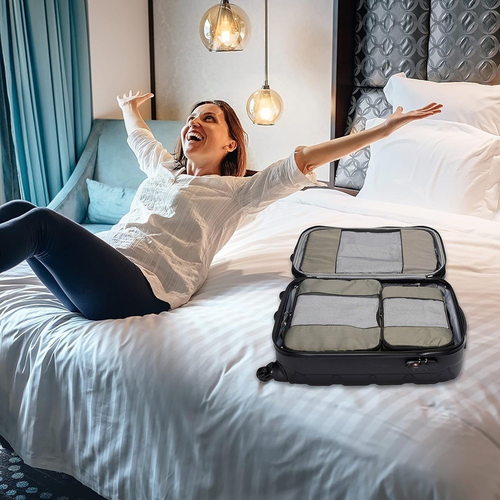 Durable 5-Piece Nylon Packing Cube System for Travel Silver
