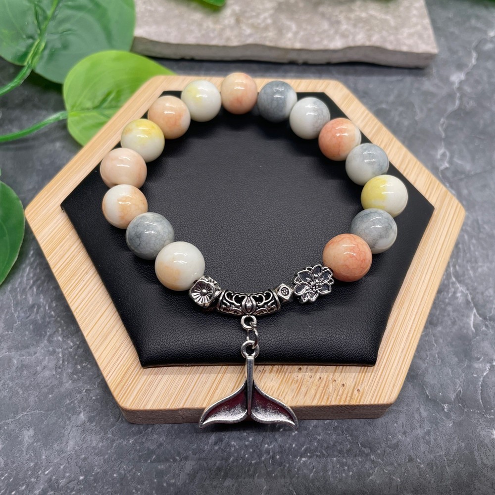 Handmade Ceramic Bead Beaded Stackable 7” Plus Stretch Bracelet New B607