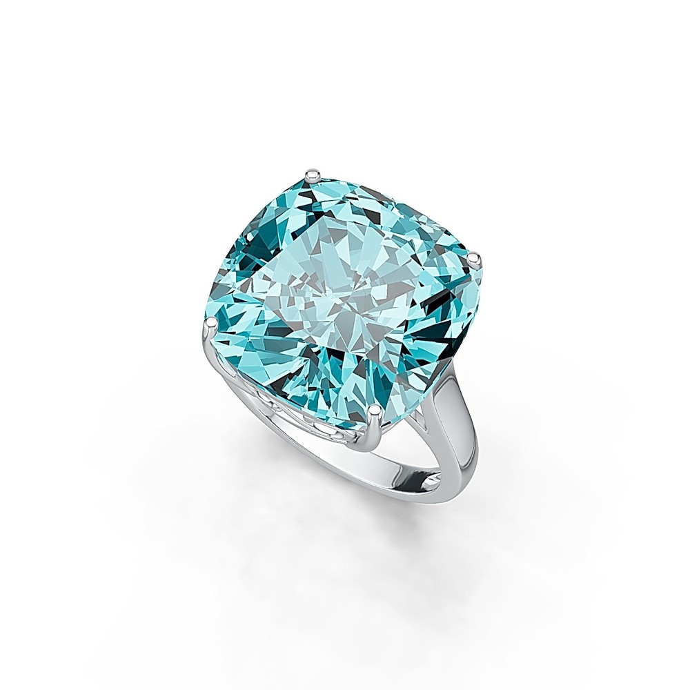 Sterling Silver Semi Mount Ring Setting Cushion CU 18x18mm Solitaire