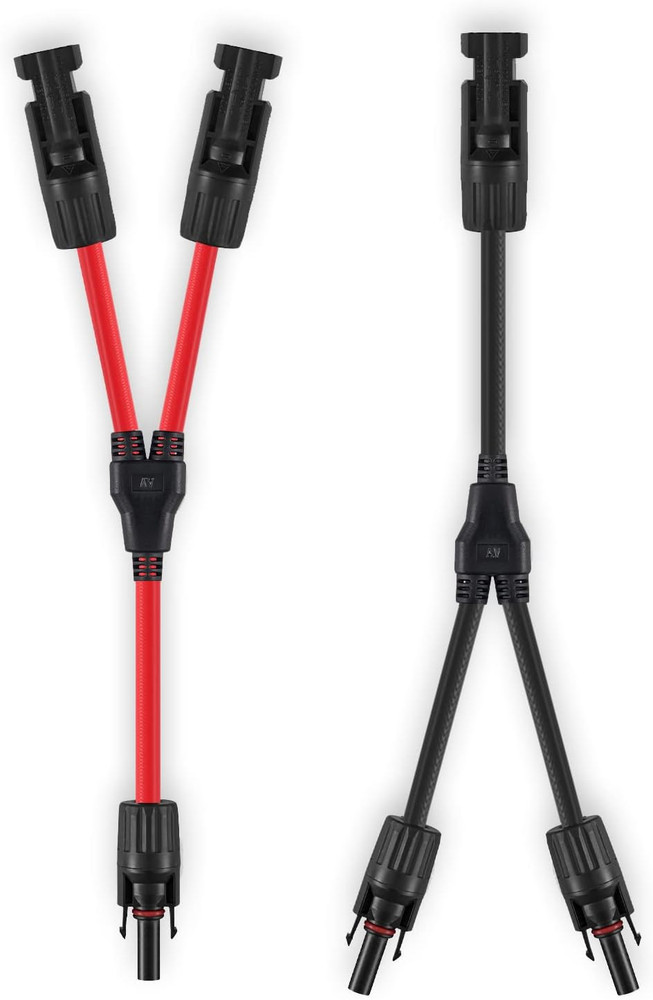 Solar Connectors Y Branch Parallel Adapter 10AWG Cable for Solar Panel (Red & Bl