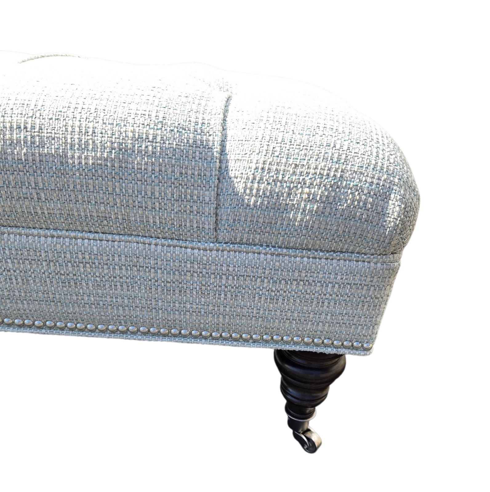 Ethan Allen Anton Chesterfield Style Ottoman Bench Hobb Nail Foot Stool