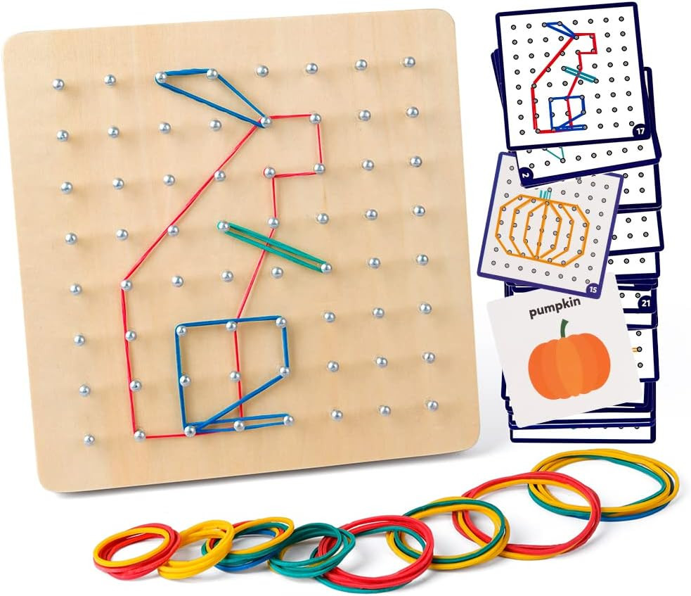 Wooden Geoboard Mathematical Manipulative Material Array Block–Pattern Card,Band