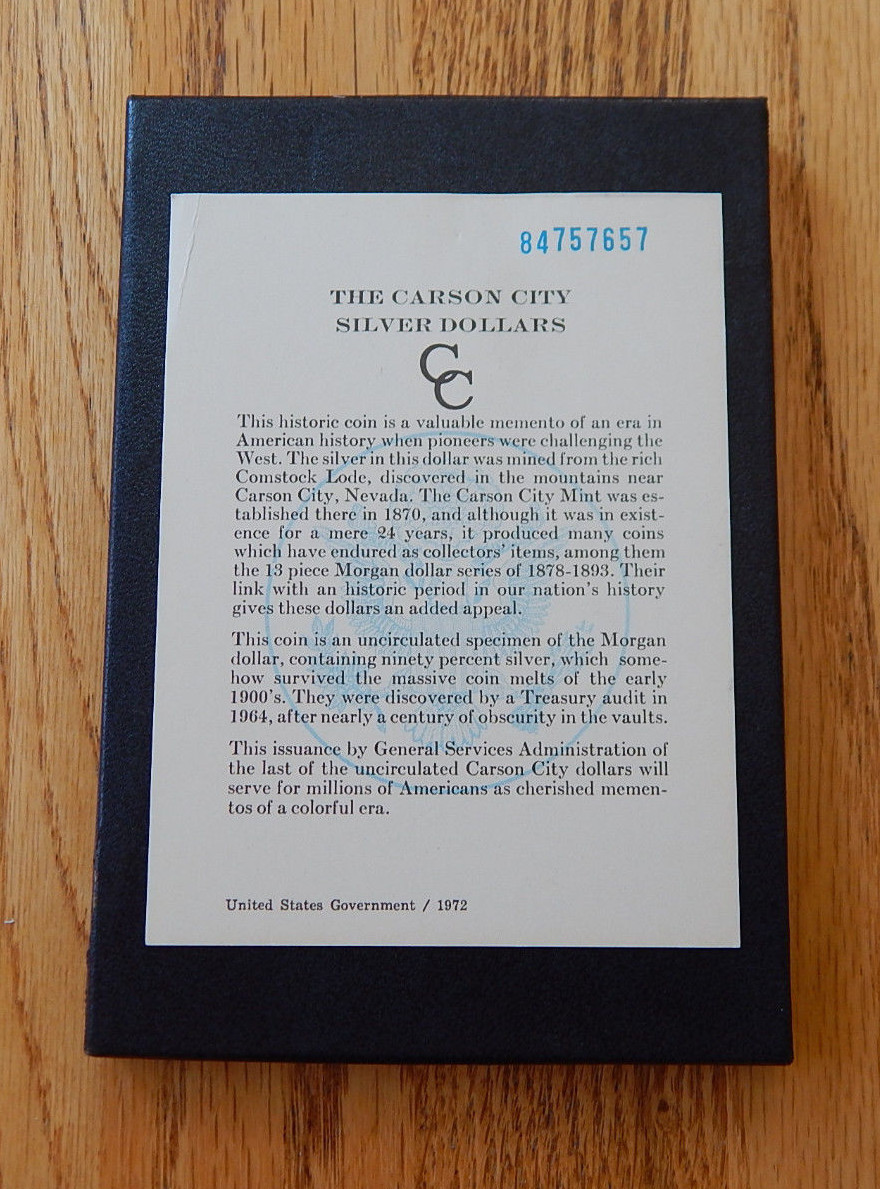 GSA Black Box & COA for 1884-CC Morgan Silver Dollar - Empty No Carson City Coin